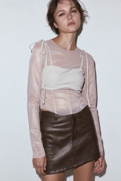 シアードッキングトップス (ベージュ) Sheer docking top (Beige)