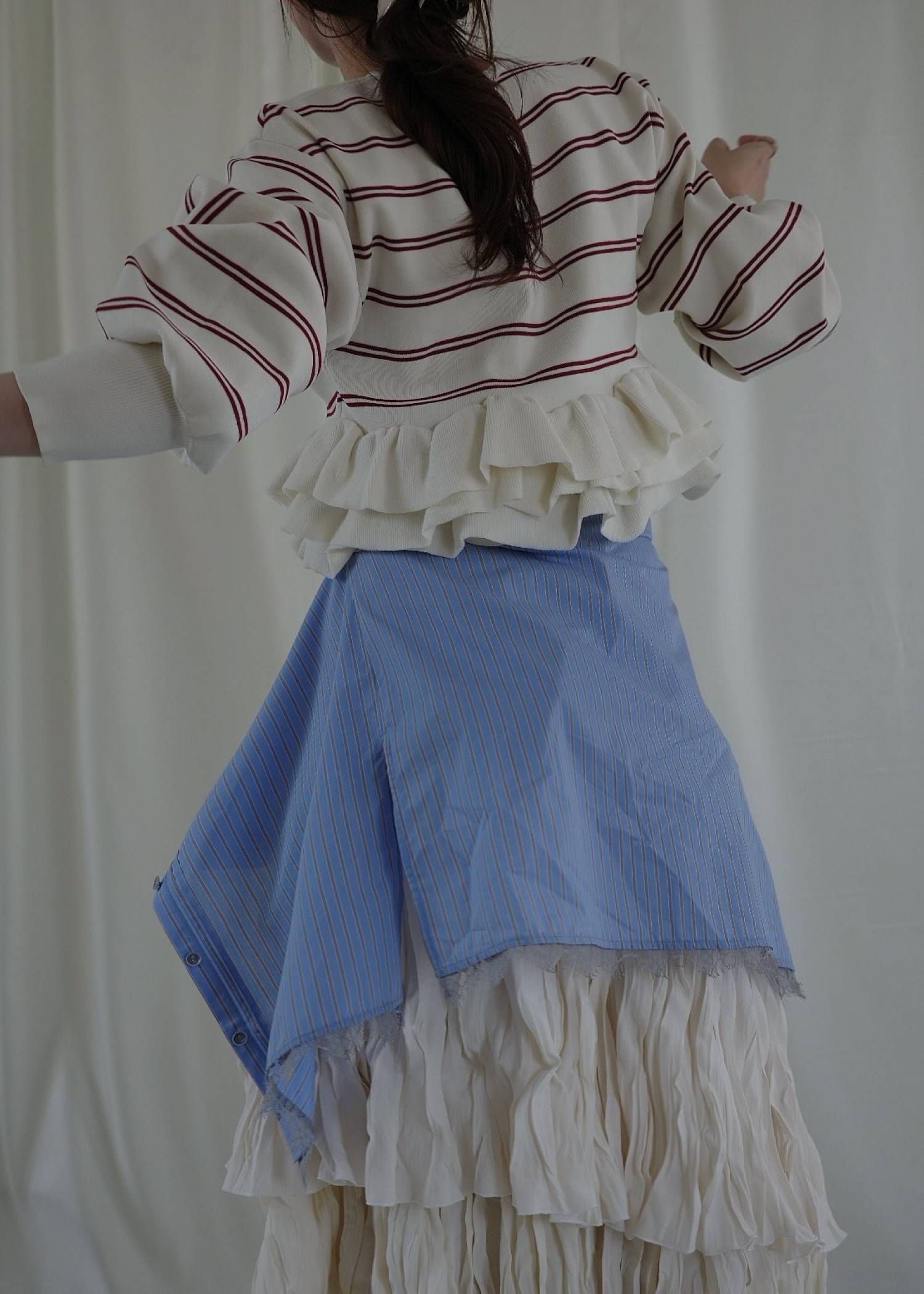 フリルニットカーディガン (レッド) hem ruffle frill knit cardigan (Red) /  26SS