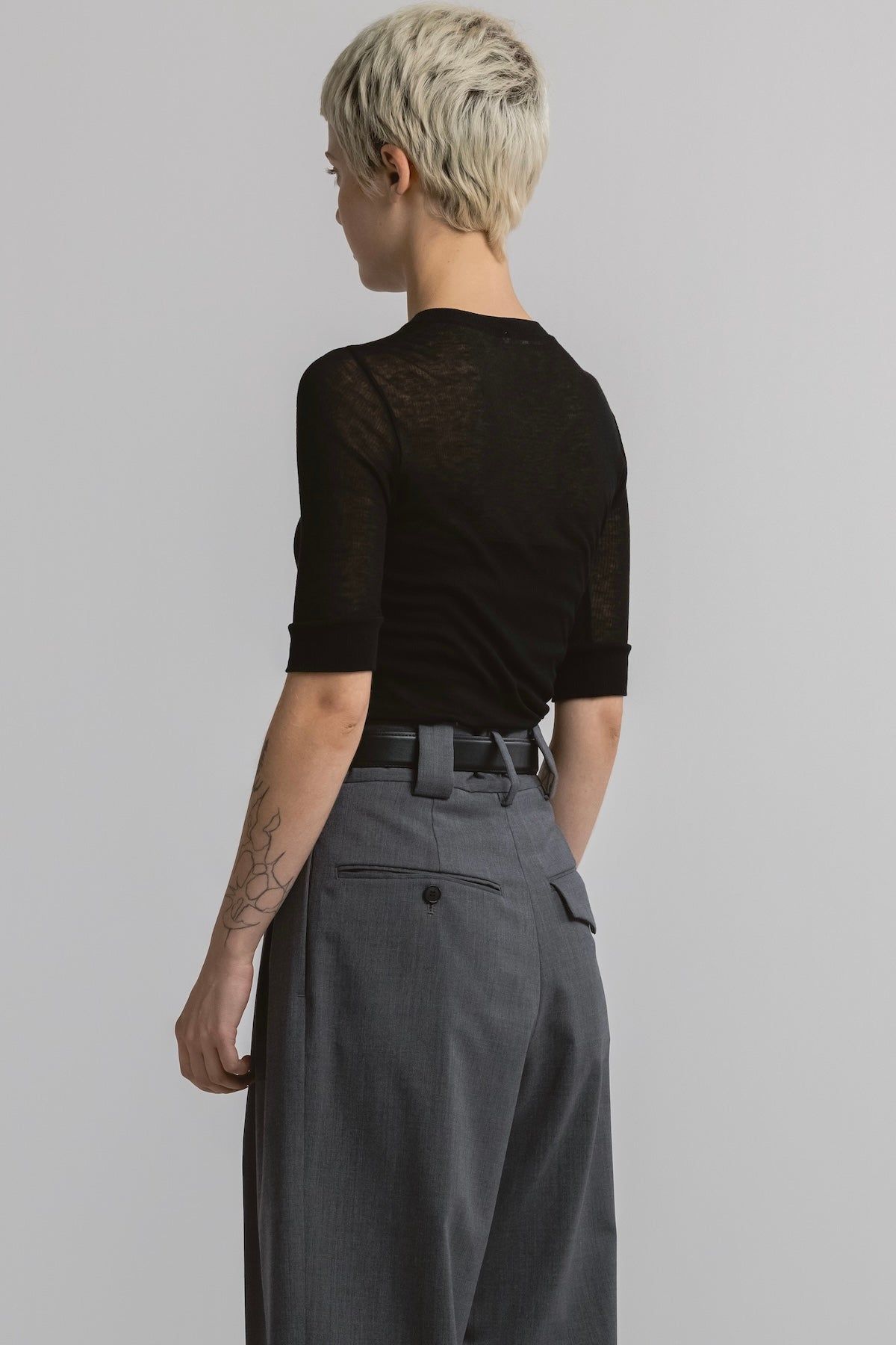 ヘンリートップス (ブラック) TENCEL CASHMERE HENLEY TOP (Black) / 26SS