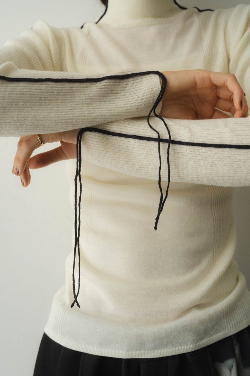 2way piping high neck knit / パイピングハイネックニット (アイボリー)