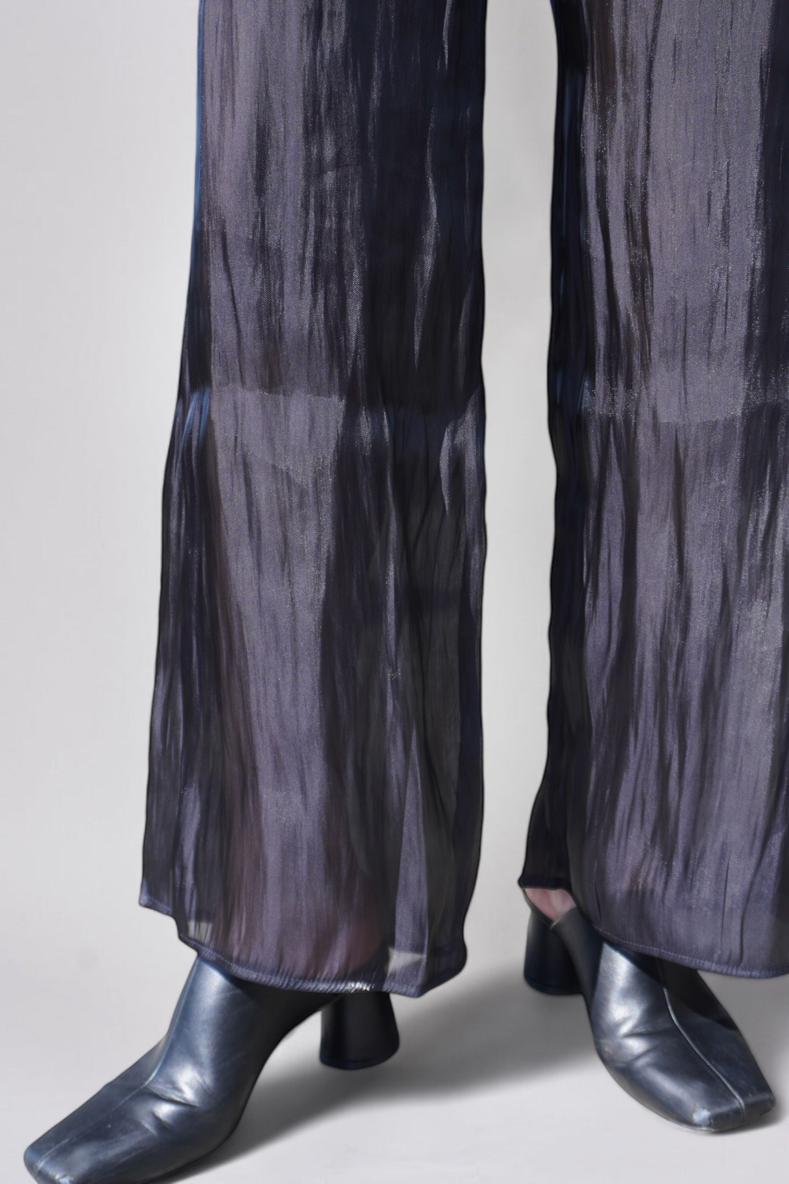 JEAN FLARE PANTS / デニムフレアパンツ (ブラックレザー) / レディース