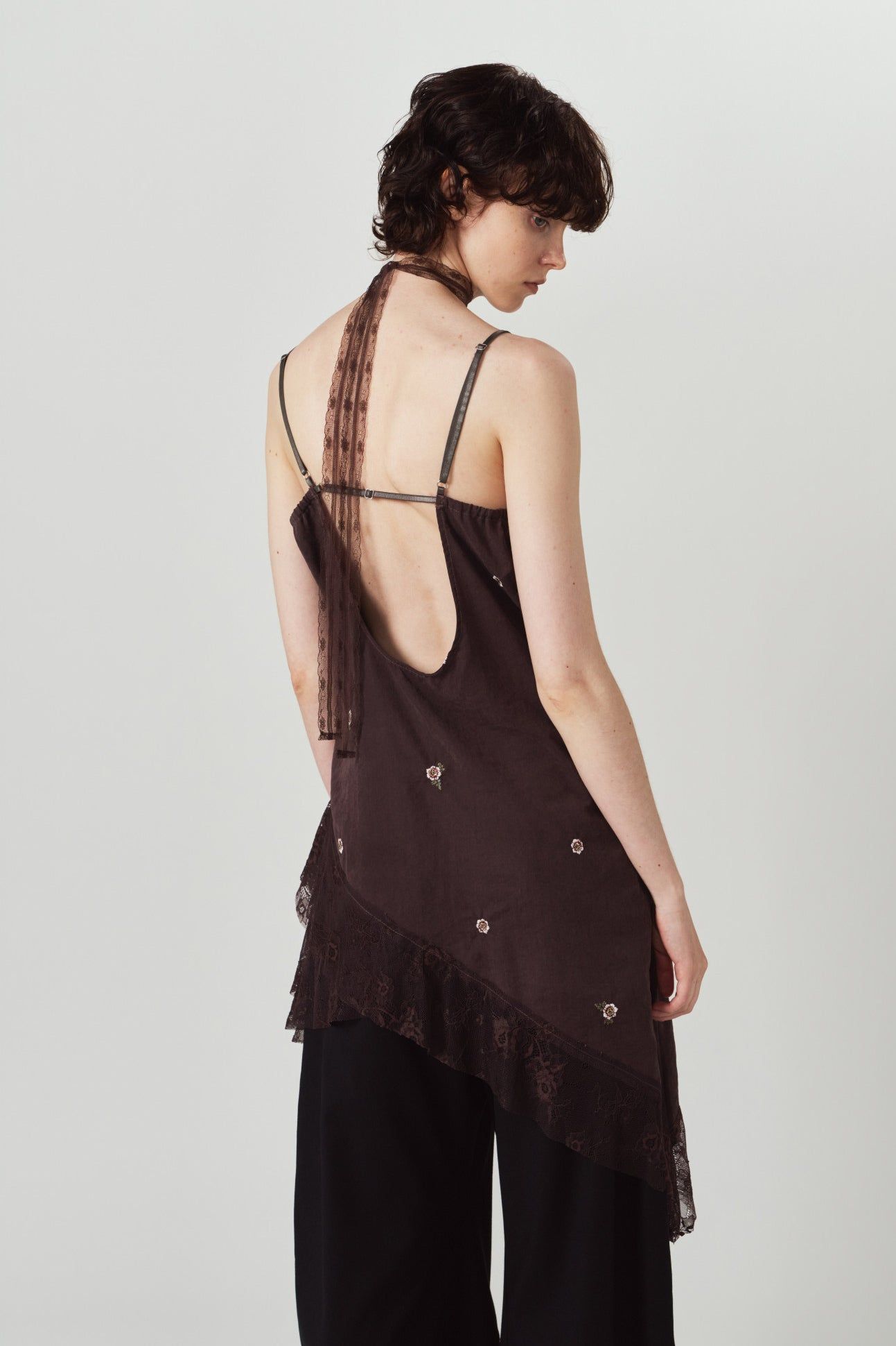 レースキャミソールドレス (ブラウン) lace cami dress (Brown) / 26AW