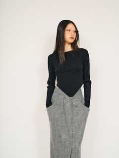 Bustier ribbed knit top / ビスチェリブニットトップス (ブラック) / 25AW