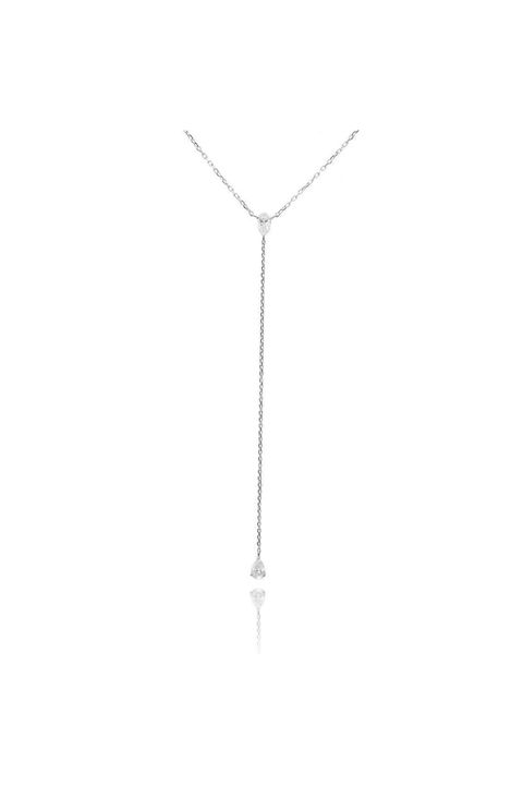 PAIR SHAPE MOISSANITE NECKLACE / ペアー シェイプ モアサナイト ネックレス K10/K18 (ホワイトゴールド)