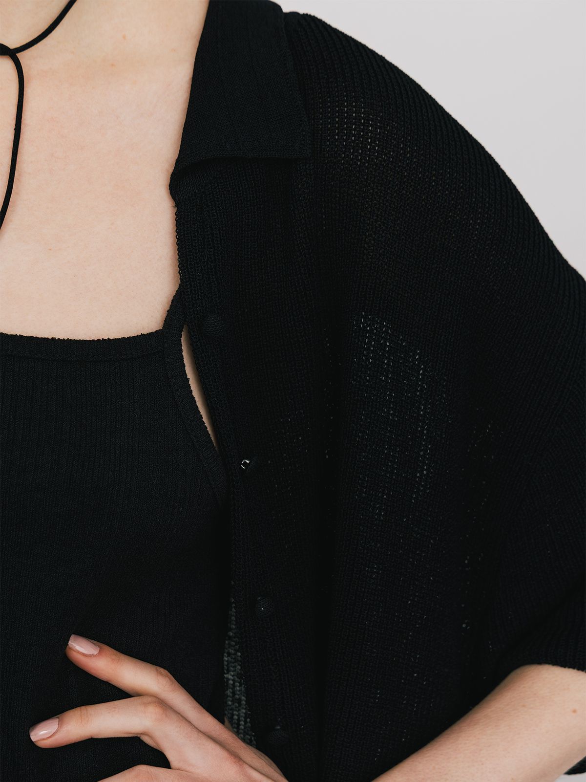 【25SS】ACETATE KNIT SHIRTS / アセテート ニットシャツ (ブラック)