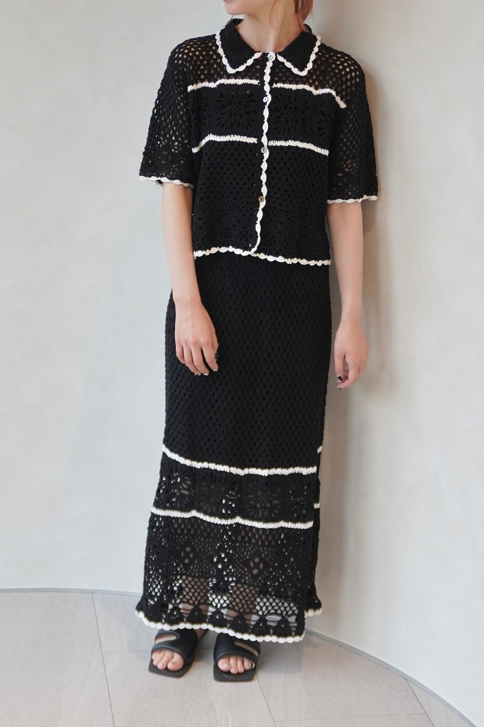 CASA FLINE - HAND CROCHET KNIT SKIRT / ハンドクロシェニット