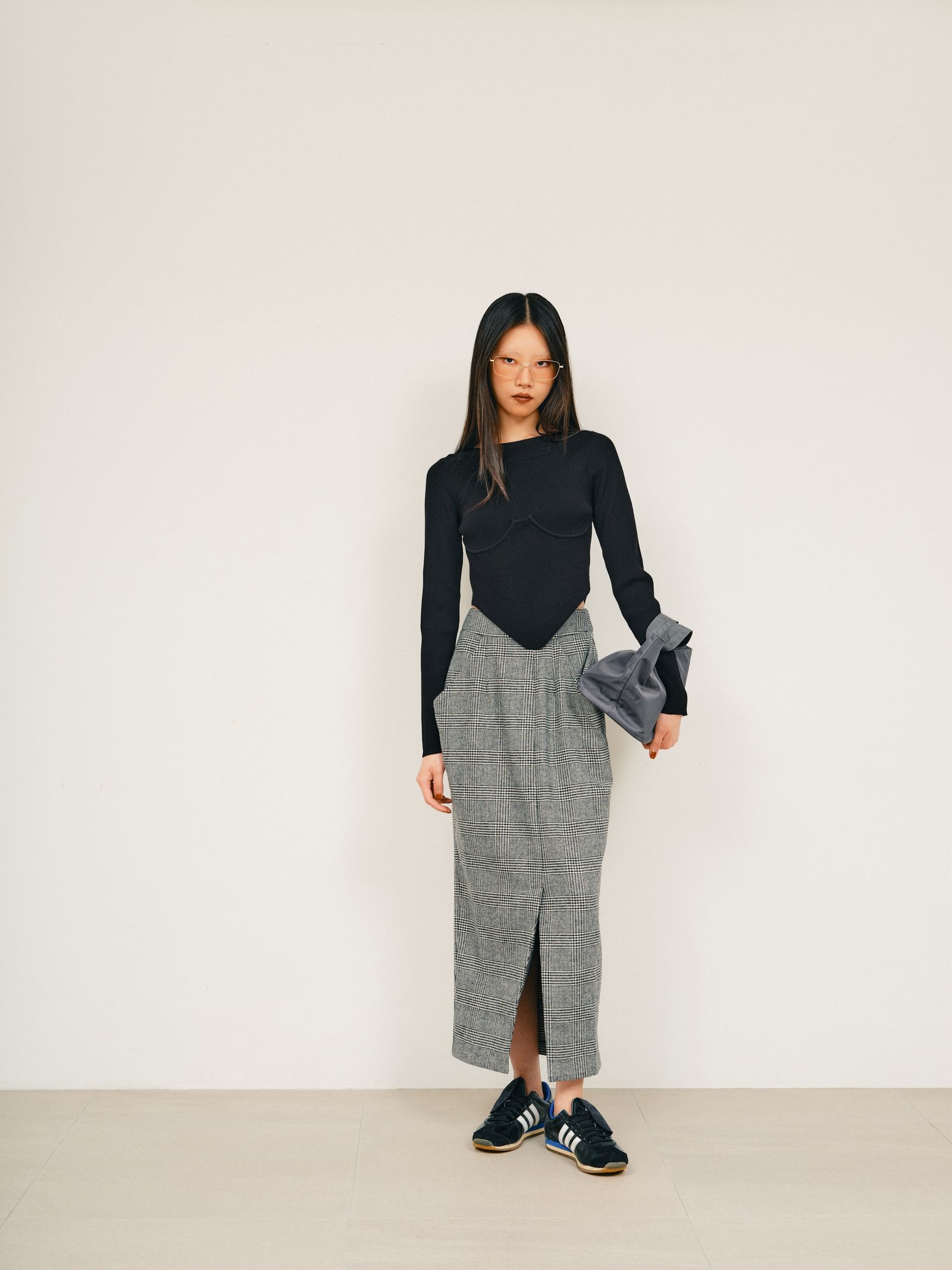 Bustier ribbed knit top / ビスチェリブニットトップス (ブラック) / 25AW