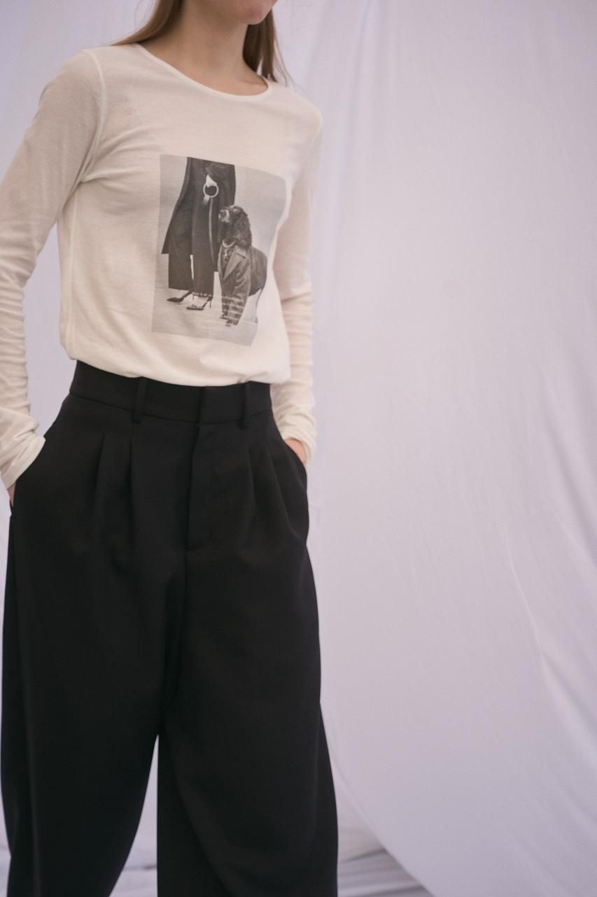 ドレープワイドパンツ (ブラック) Draped Wide-Leg Pants (Black) /  26AW