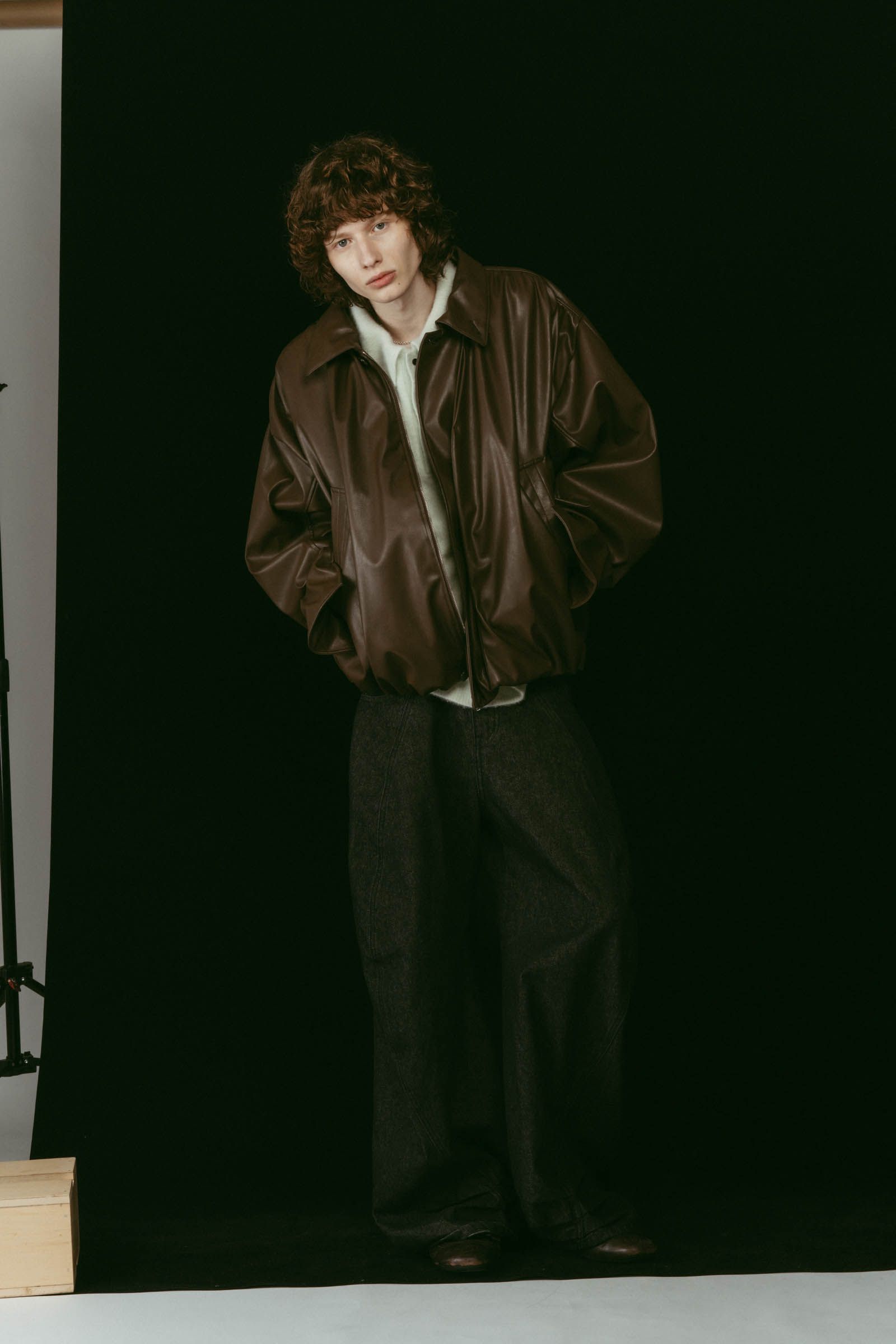 voluminous leather jacket(unisex) / ボリュームレザージャケットブルゾン (ブラウン) / 25AW