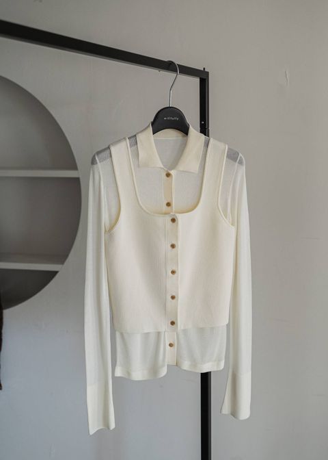 ニットシャツ&タンクトップ (シュガー) shirt collar & tank knit ensemble (Suga) /  26SS