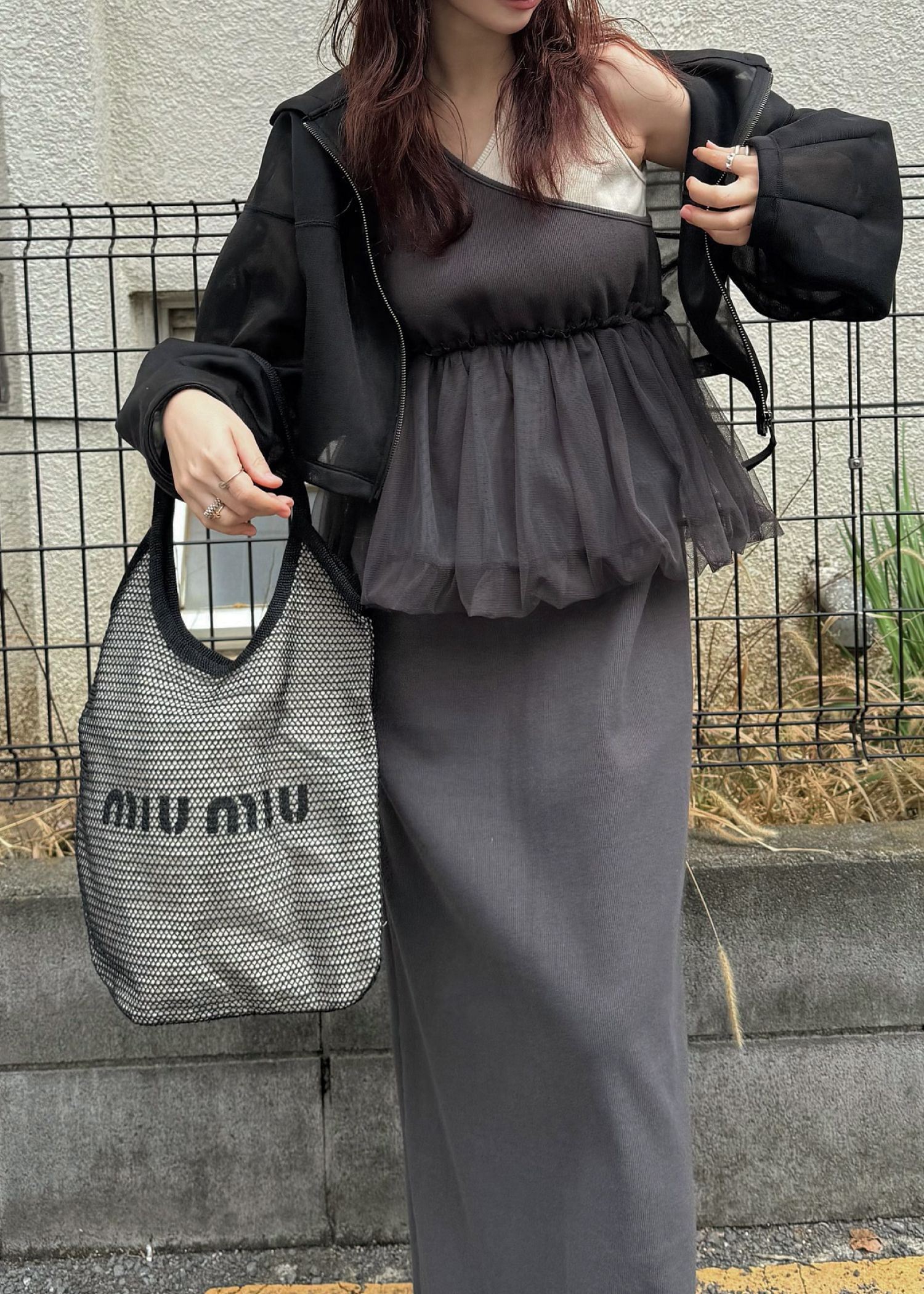 tulle peplum docking rib OP (Shark) / チュールペプラムワンピース (シャーク) / 26SS