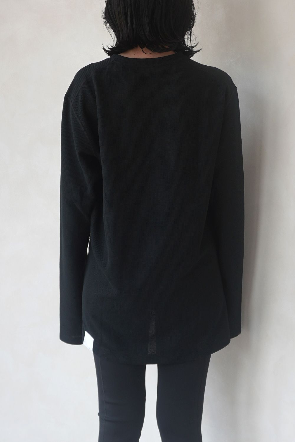 DRY WAFFLE LONG SLEEVE T-SHIRTS / ドライワッフル ロングスリーブTシャツ (ブラック) / ユニセックス
