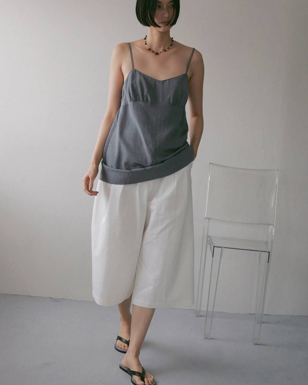 タック バミューダパンツ (ホワイト) Tuck Bermuda Pants (White) / 27SS