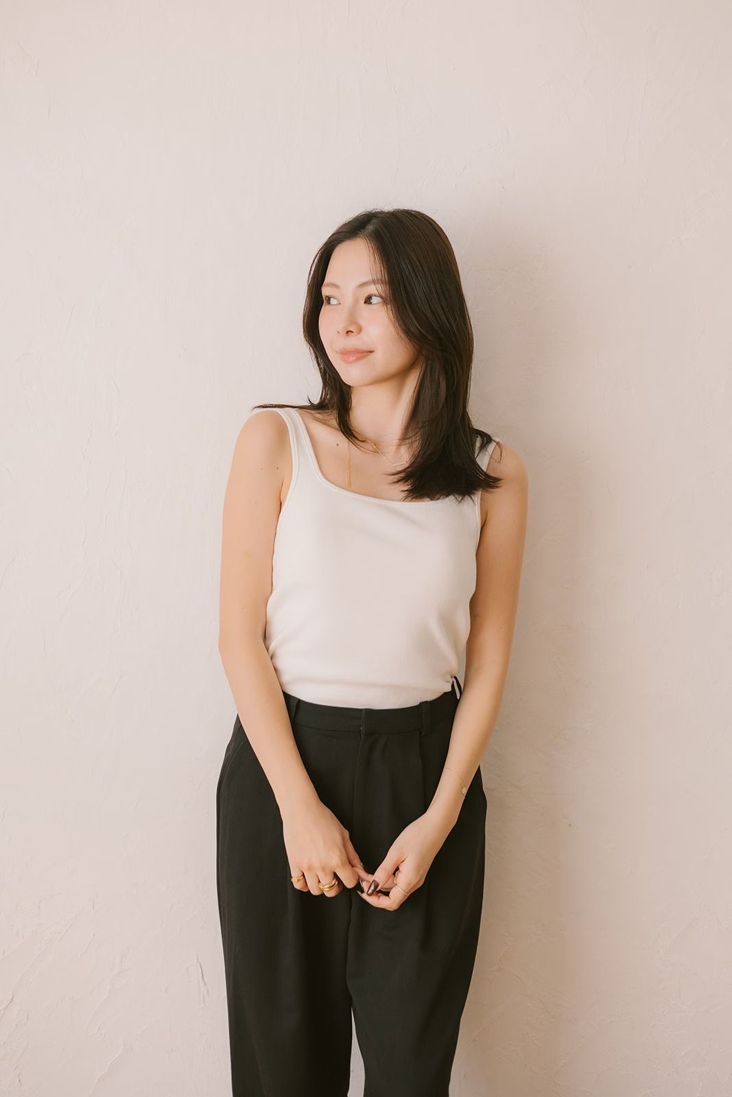 スクエアネックカップインタンクトップ (ホワイト) Square Neck Tank Top (White) /  26SS