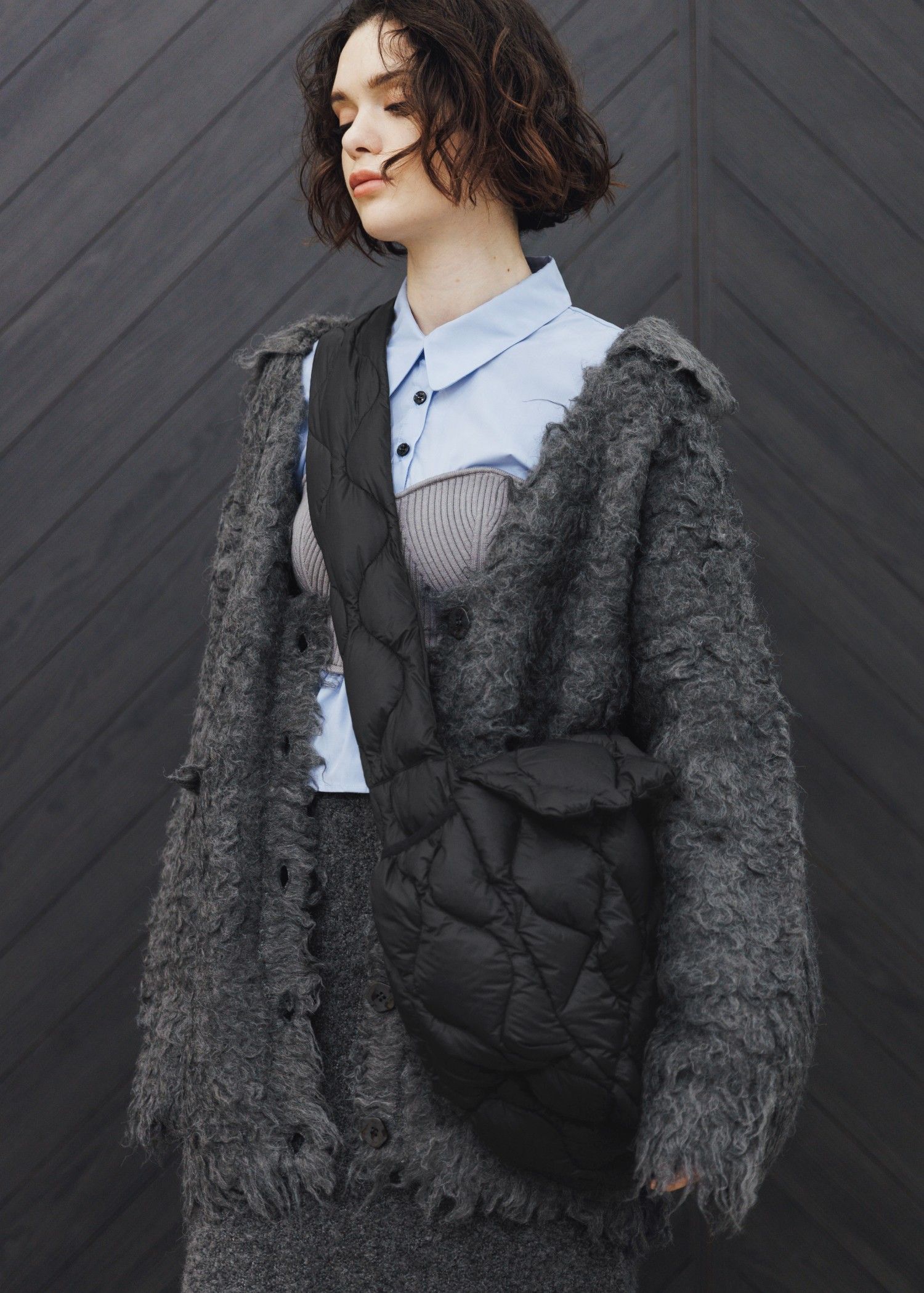 【TAION × WILLFULLY】quilting shoulder down bag / タイオンコラボ キルティングショルダーバッグ (ブラック) / 25AW /
