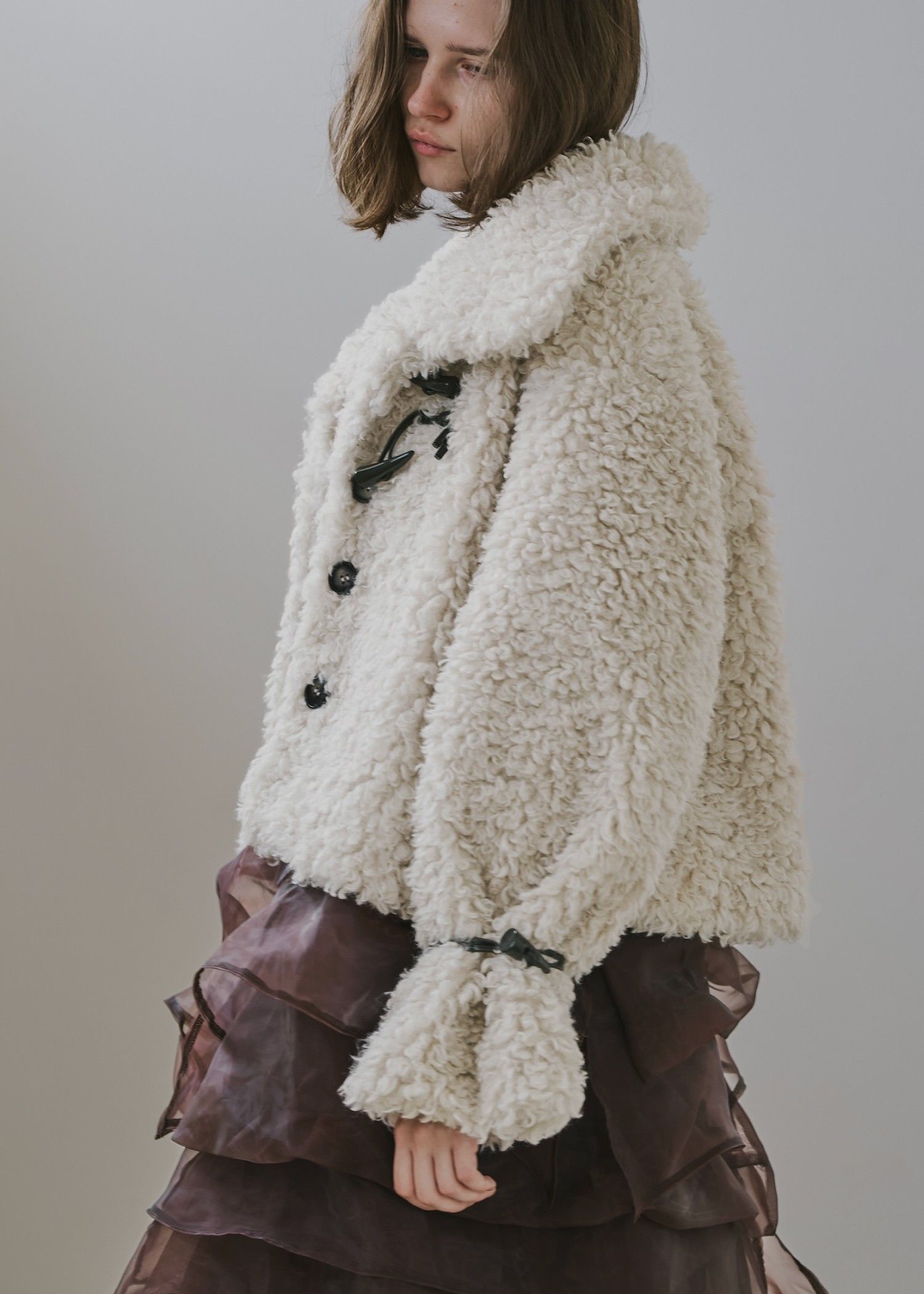 poodle fur cord toggle short JK / プードルファー トグルショートジャケットコート (シェル) / 25AW