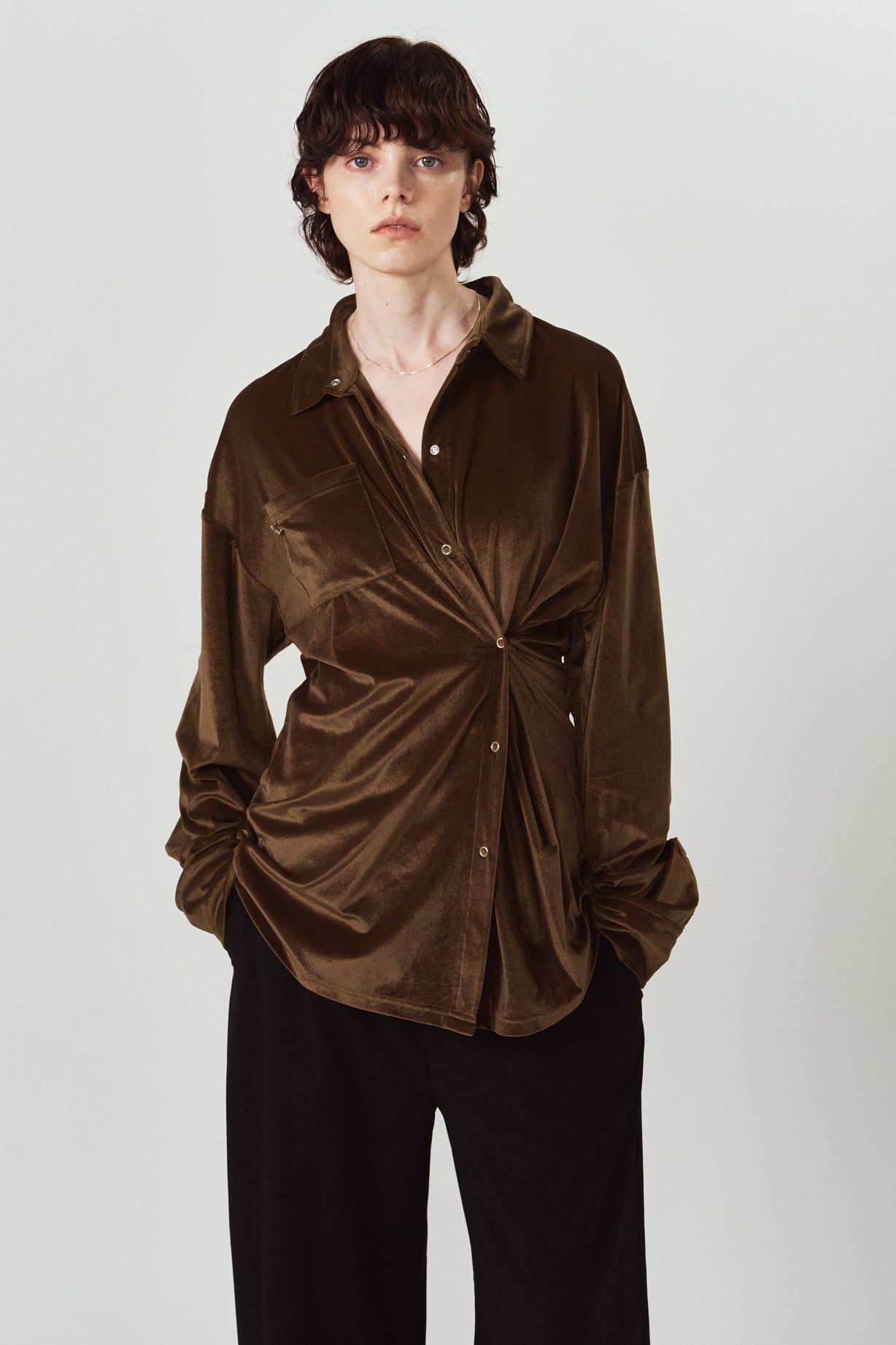 2ウェイ ベロアシャツ (ブラウン) 2way velour shirt (Brown) / 26AW