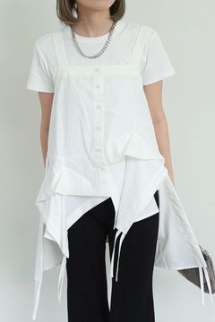 TRIANGLE TUCK SH CAMISOLE / トライアングルタックシャツキャミソール (ホワイト) / 調節可能ギャザー