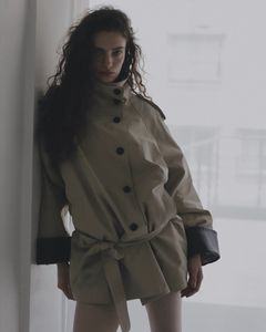 【先行予約】【26TH-05】スタンドカラートレンチコート (ベージュ) Stand collar trench (Beige) /  エコファー  /  フェイクファー 【受注期間6/14 23:59まで】