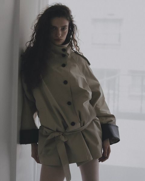 【26TH-05】スタンドカラートレンチコート (ベージュ) Stand collar trench (Beige) /  エコファー  /  フェイクファー