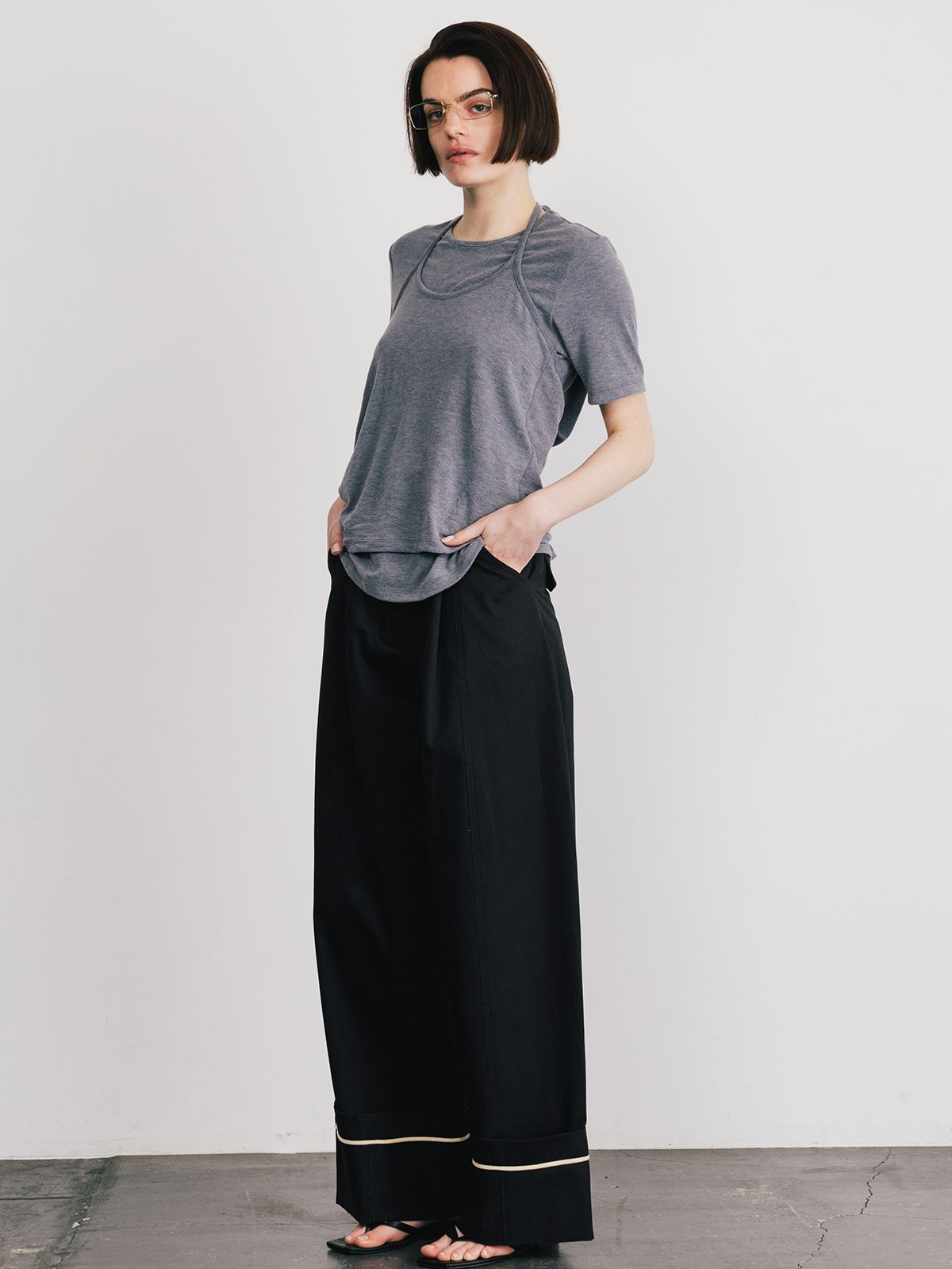 【25SS】COTTON WIDE PANTS / コットンワイドパンツ (ブラック)