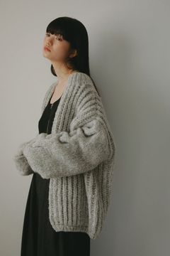 アルパカハンドニットカーディガン (グレー)