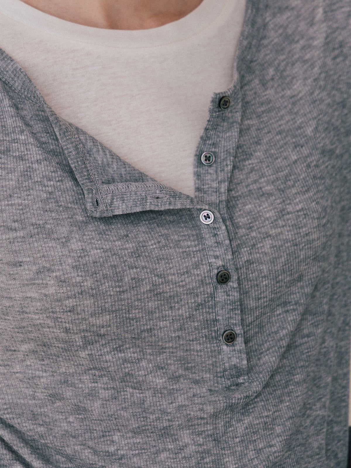 【25AW】LAYERED L/S HENLY TEE / レイヤード ロングスリーブ ヘンリーTシャツ (グレー)