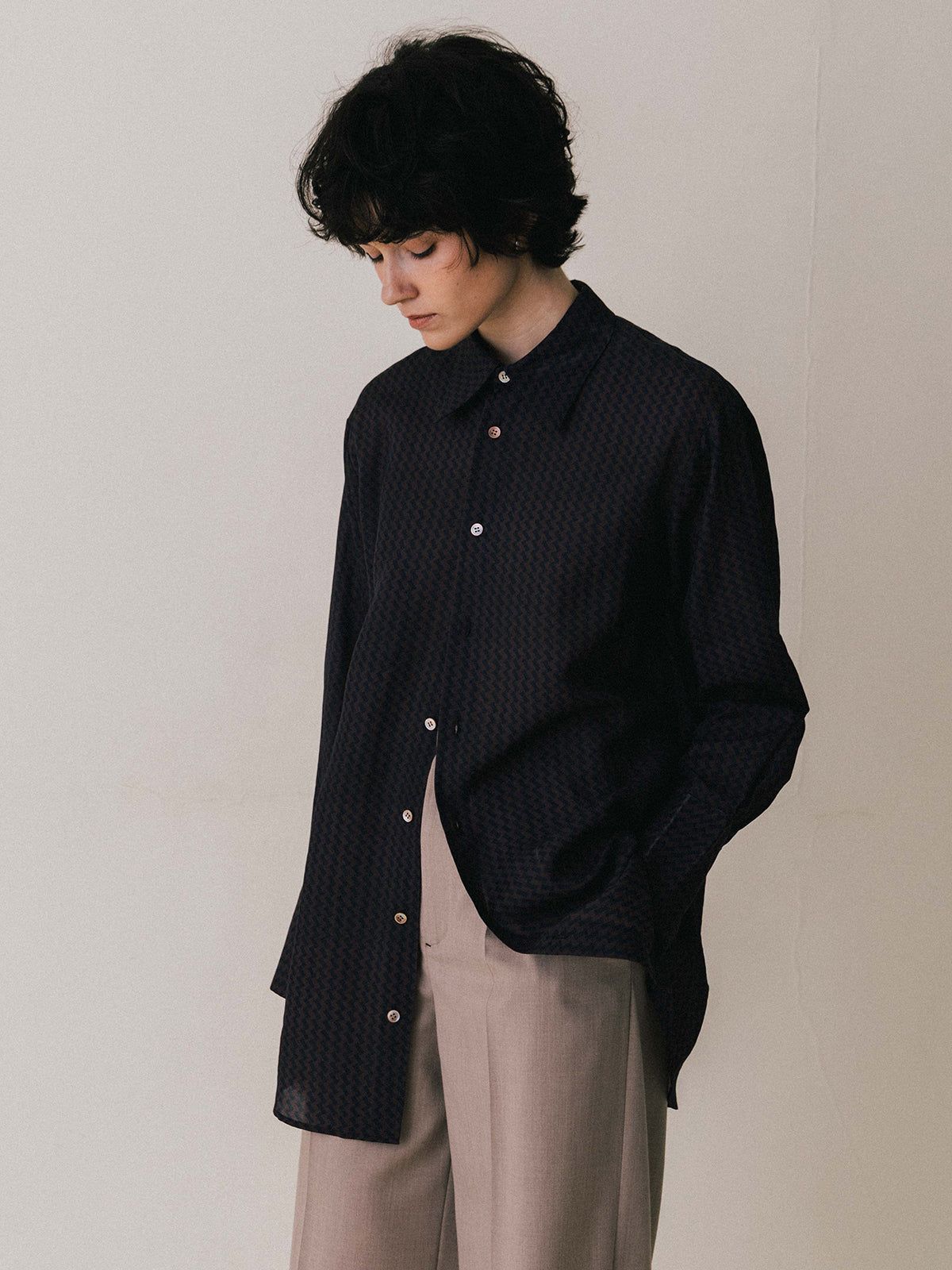 【25AW】GEOMETRIC SHIRT / ジオメトリックシャツ (ブラウン)