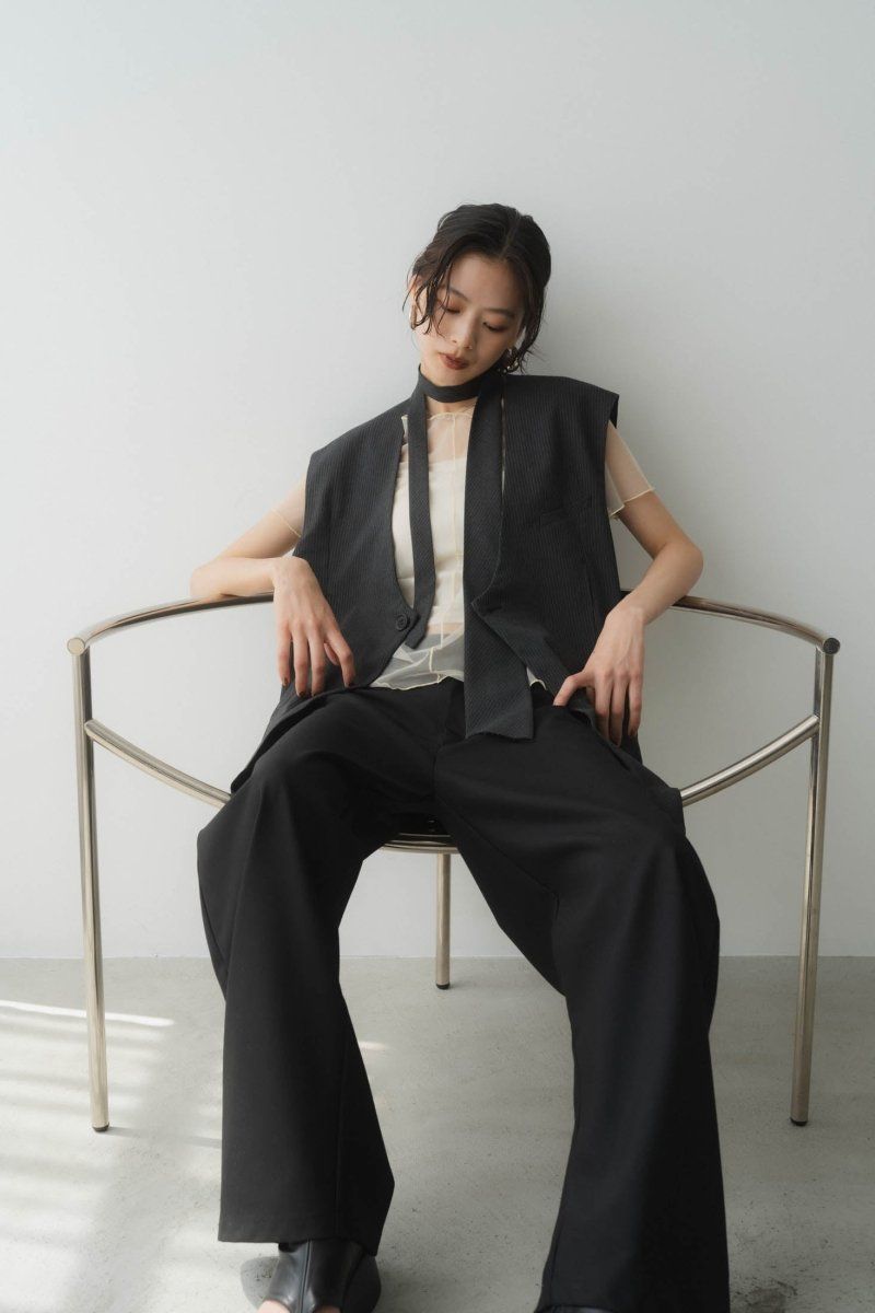 2way collarless gilet / 2ウェイ カラーレスジレ (ストライプ) / ユニセックス