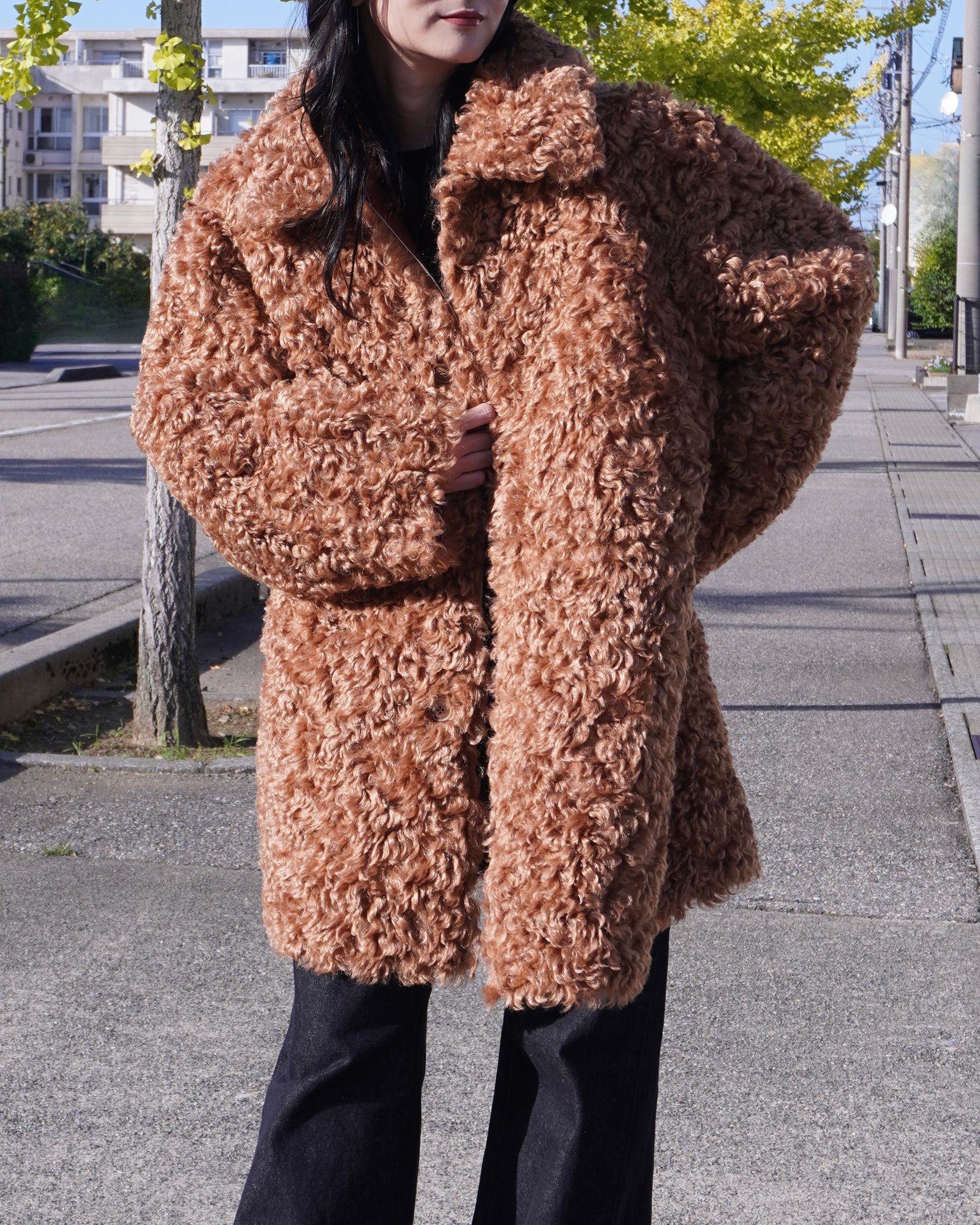 【25AW】Vintage Like Fake Mouton Reversible Coat (テラコッタ) / ヴィンテージライクムートン リバーシブルファーコート / エコファー / フェイクファー