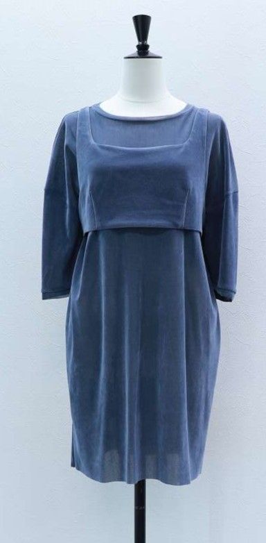 フロッキーチュールベアドレス (ブルーグレー) Flocked Tulle Dress (Blue Gray) /  26AW