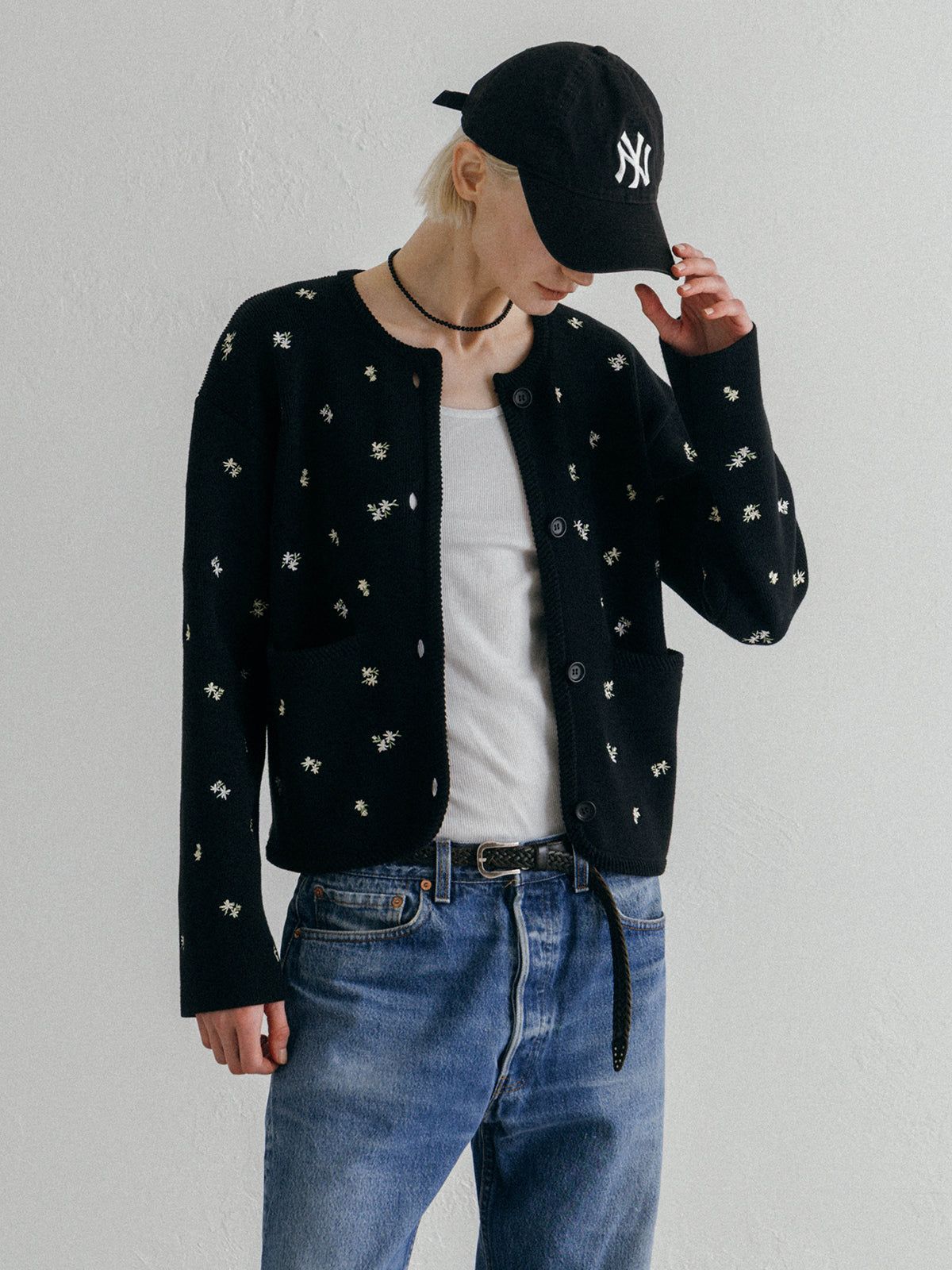 FLOWER EMBROIDERY CD (Black) / フラワーエンブロイダリー カーディガン (ブラック) / 26SS