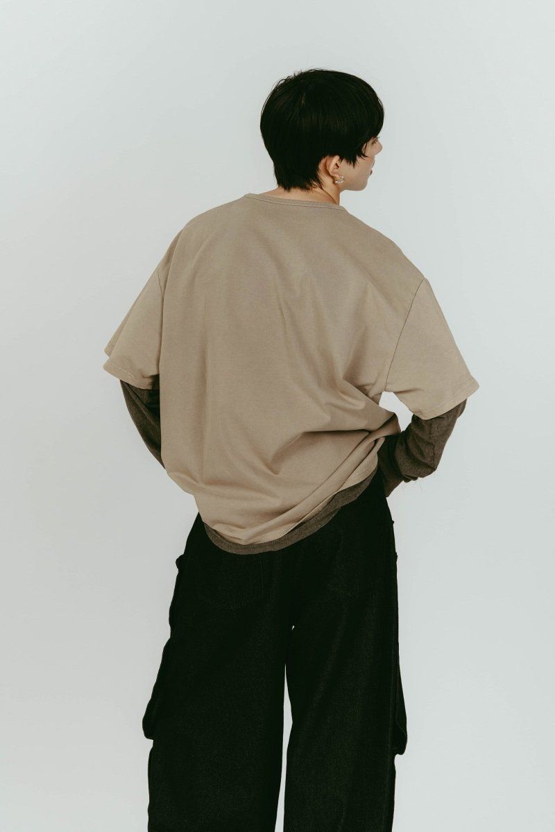 AI future layered t-shirt(unisex) (Beige) / レイヤードTシャツ (ベージュ) / 26SS