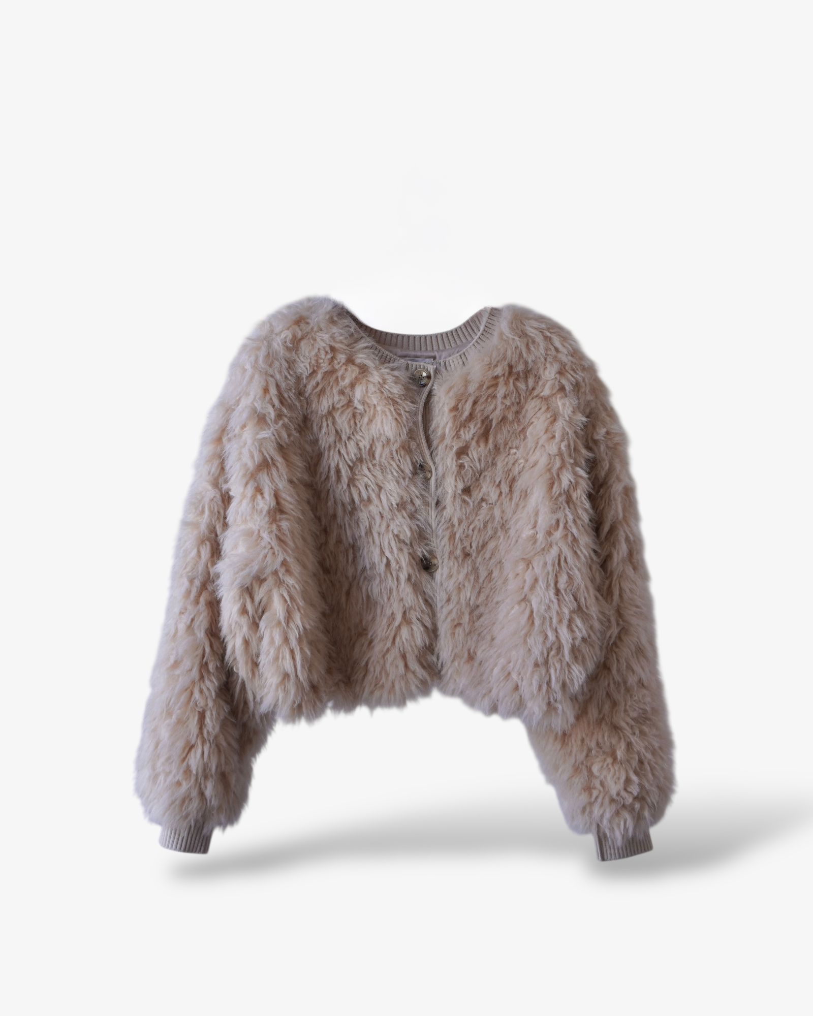 【25AW】2Way Fur×Knit Tops (クリーム) / 2ウェイファー×ニットトップス / エコファー / フェイクファー