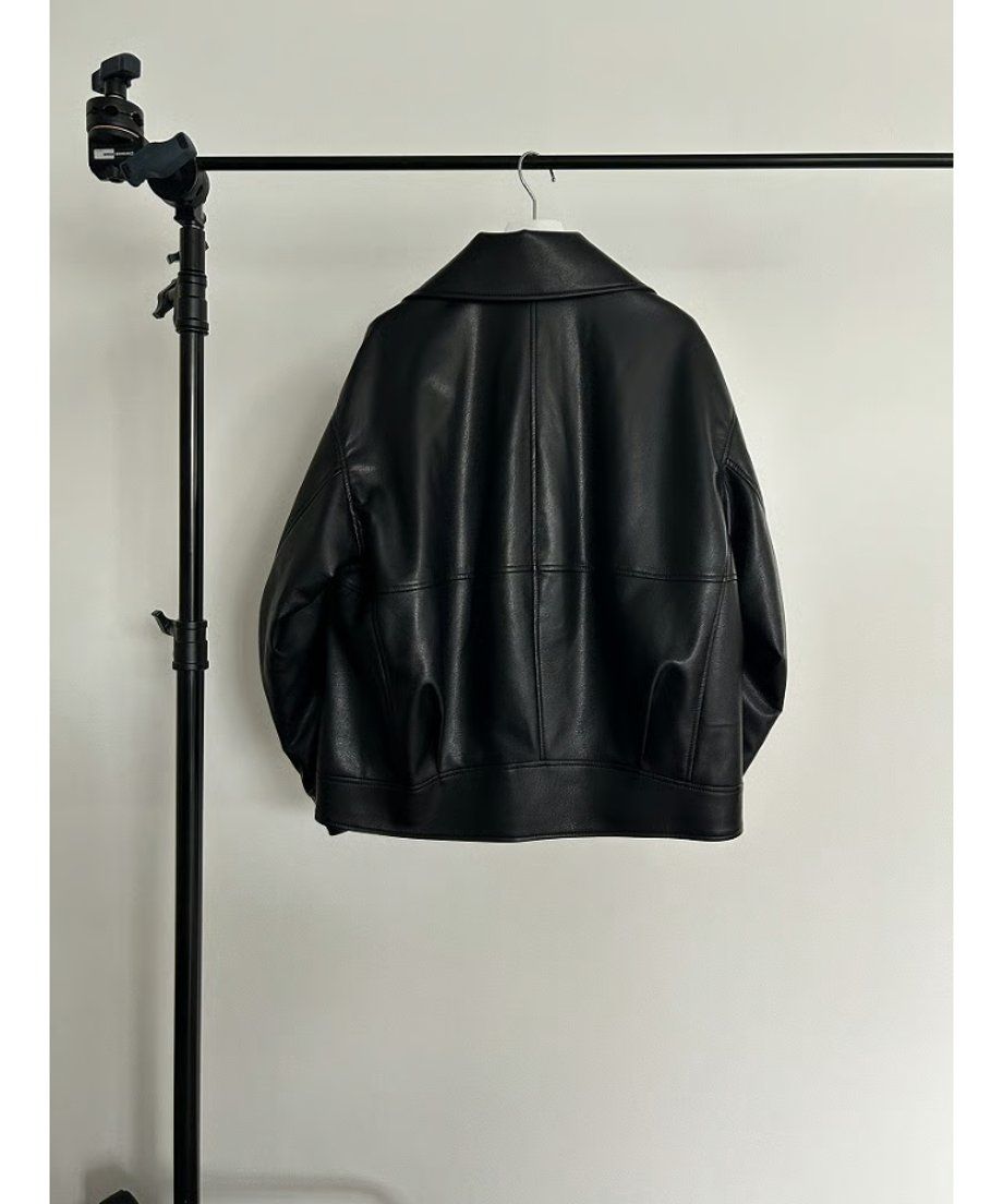 【25AW】Eco Leather Riders Jacket (ブラック) / エコレザーライダースジャケット / フェイクレザー