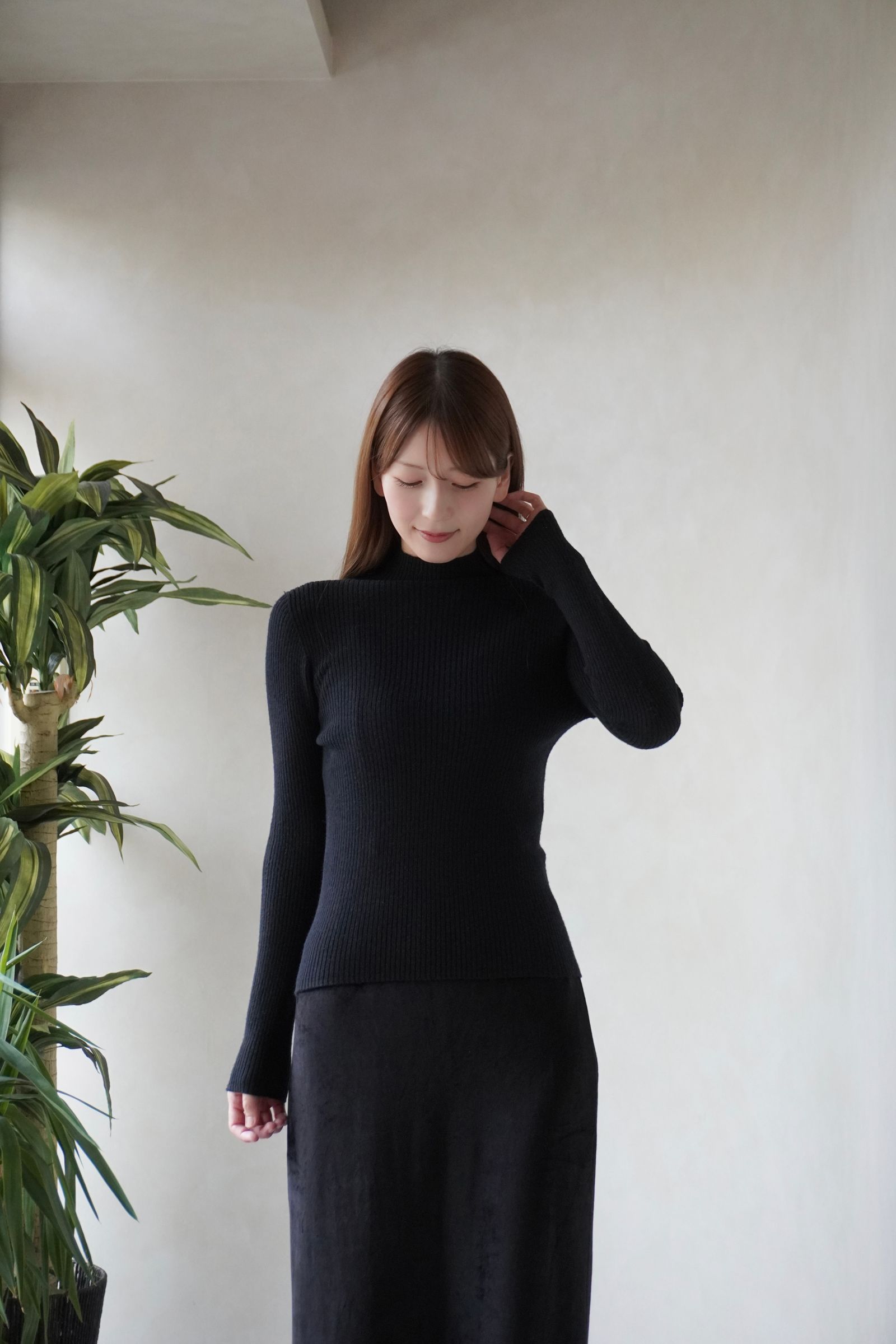 ホールガーメントニットトップス (ブラック) WHOLEGARMENT knit top (Black) / 26AW