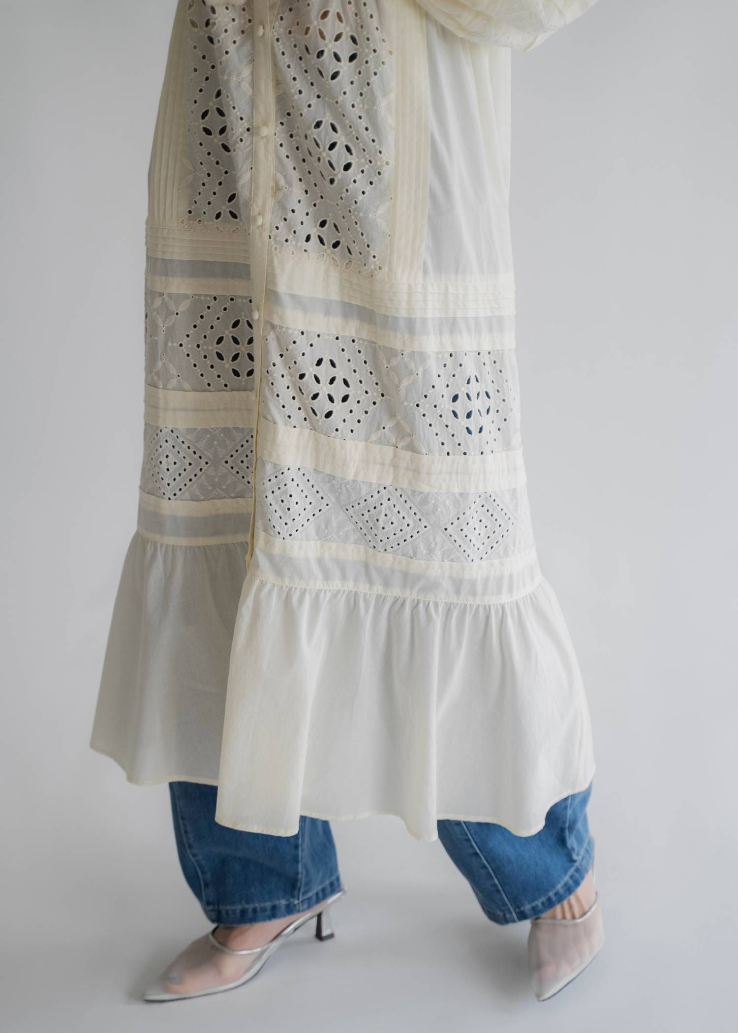 ティアードワンピース (ナチュラル) pieced cotton lace tiered volume OP (Natural) /  26SS