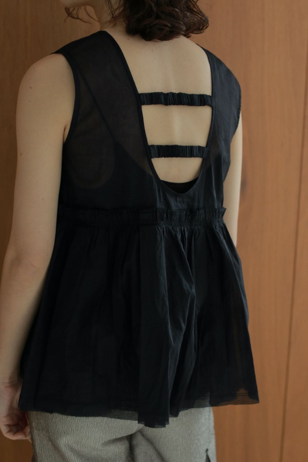Sheer Peplum Tops / シアーペプラムトップス (ブラック)