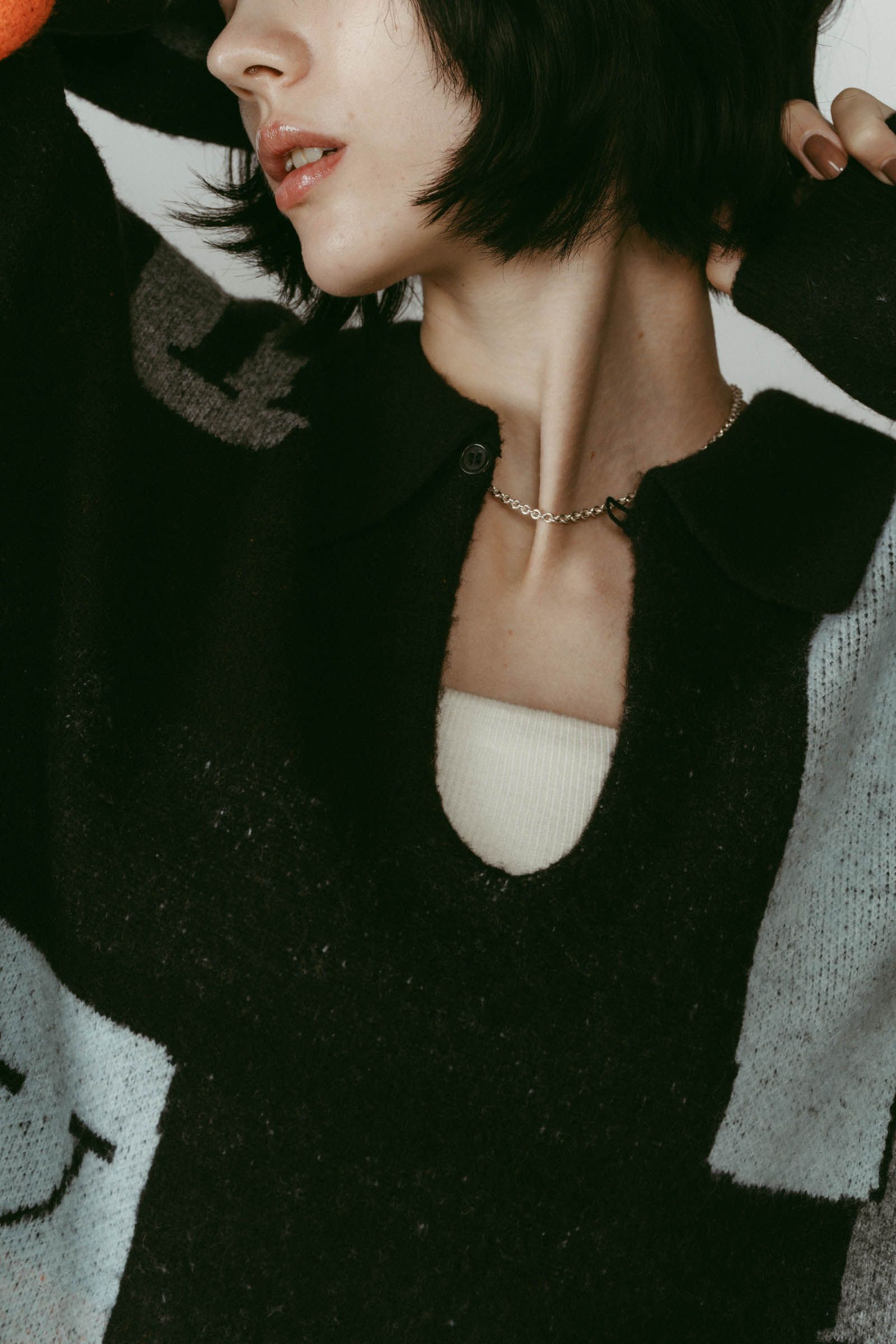 K design knit pullover(unisex) / Kデザイン ニットプルオーバー (ブラック) / 25AW