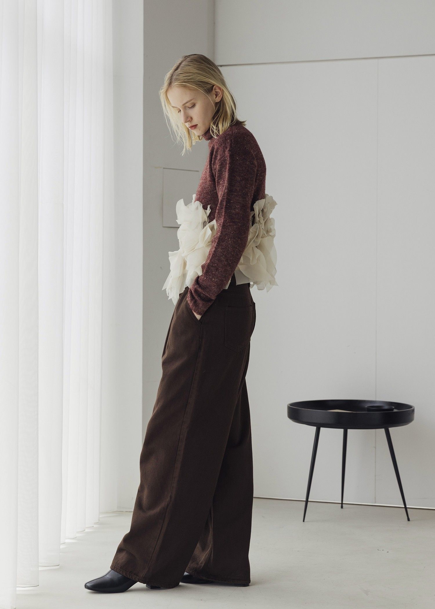 gradation frill bottleneck knit / グラデーション フリルニット (ザクロ) / 25AW