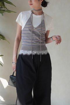 ニット ホルタービスチェ (グレー) knit halter bustier (Gray) /  26SS