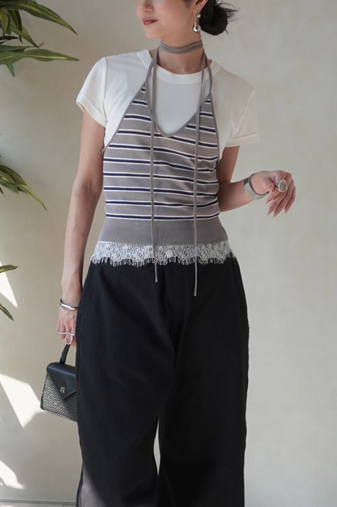 ニット ホルタービスチェ (グレー) knit halter bustier (Gray) /  26SS