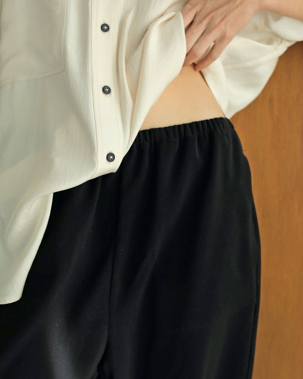 Georgette Rough Pant / ジョーゼット ラフパンツ (ブラック)