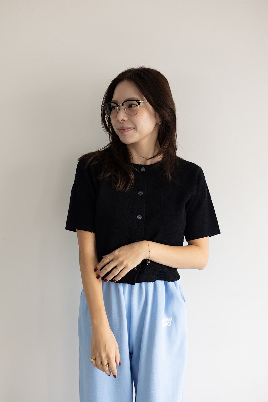 ハーフスリーブ2wayコンパクトカーディガン (ブラック)  Compact Cardigan (Black) /  26SS