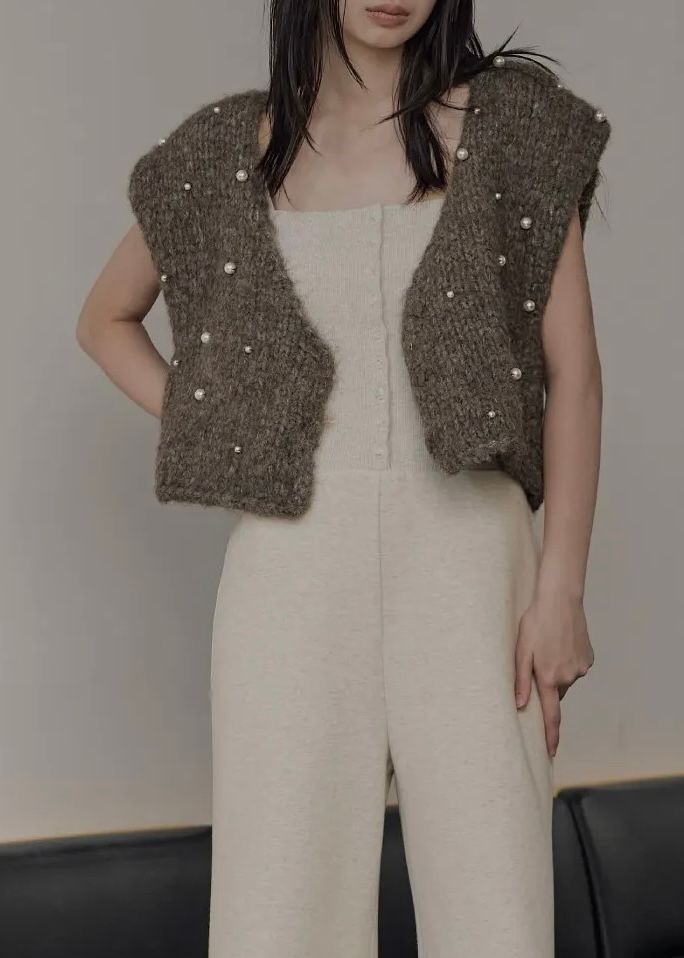 handmade random pearl knit vest / ランダムパール ニットベスト (ミックス) / 25AW