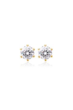 SMALL MOISSANITE STUD PIERCE / スモール モアサナイト スタッド ピアス K10/K18 0.1ct/0.3ct (イエローゴールド)