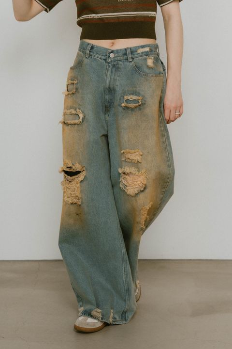 damage denim pants / ダメージ デニムパンツ (サックスブルー) / 25SS