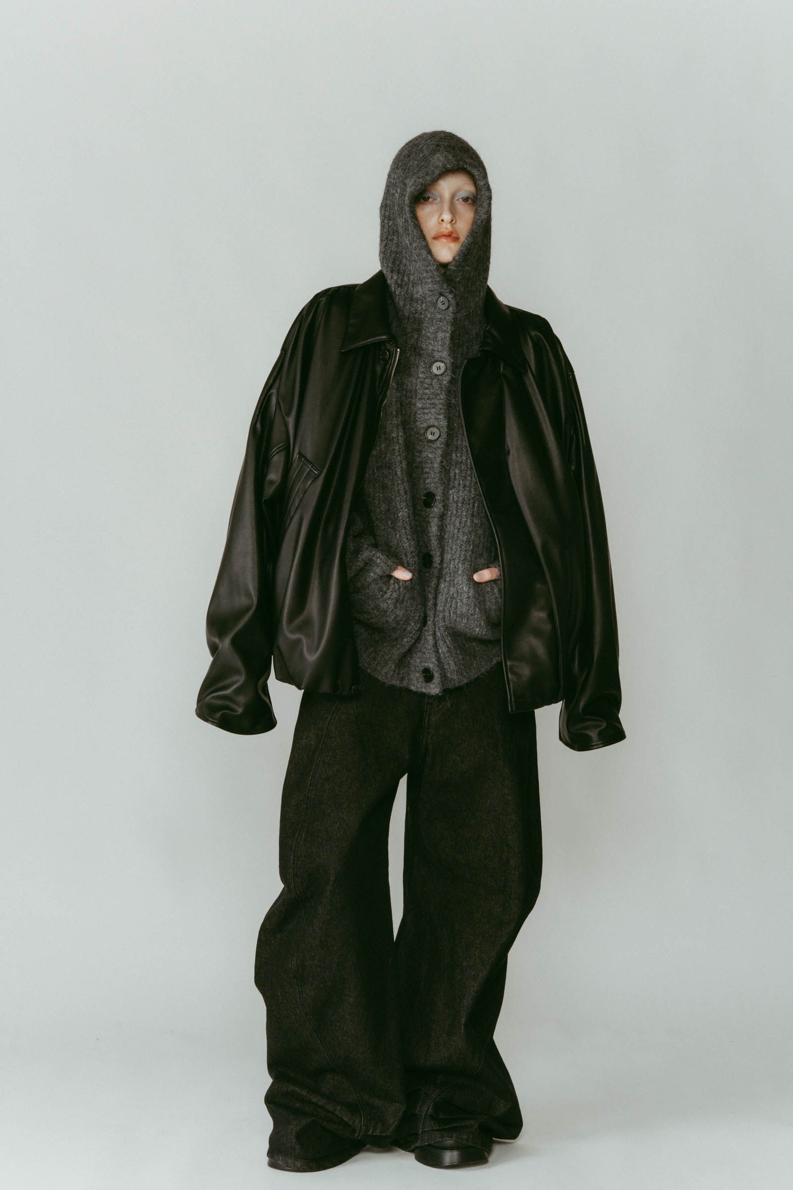 voluminous leather jacket(unisex) / ボリュームレザージャケットブルゾン (ブラック) / 25AW