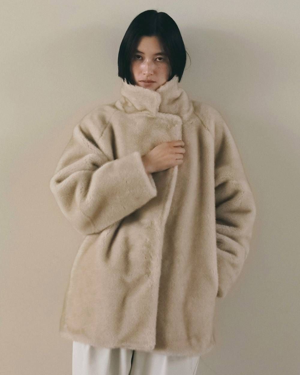 エコミンクファー ジャケット (アイボリー) Eco Minkfur Jacket (Ivory) / 26AW 【6月29日まで期間限定予約】