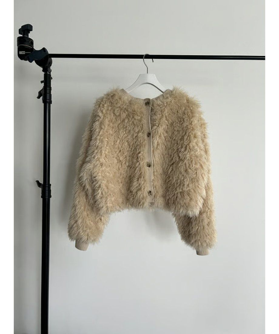 【25AW】2Way Fur×Knit Tops (クリーム) / 2ウェイファー×ニットトップス / エコファー / フェイクファー